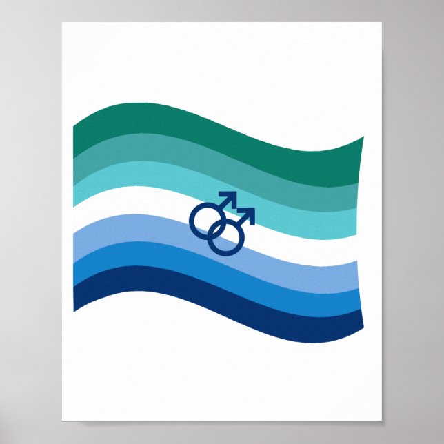 Poster Bandeira Ondulada Azul Orgulho do Amor Gay Masculi (Frente)