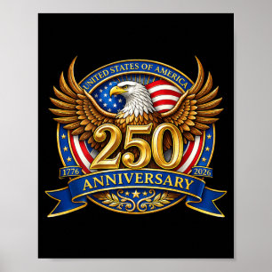 Poster Bandeira Patriótica Águia Freedom Crest 4 de Julho