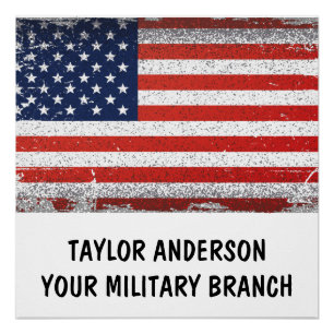Pôster Bandeira Patriótica Americana Personalizada
