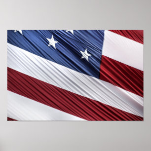 Poster Bandeira Patriótica Americana Vermelha, Branca e 