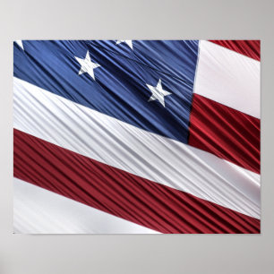 Poster Bandeira Patriótica Americana Vermelha, Branca e