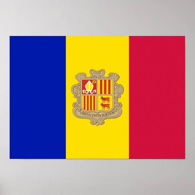 Poster Bandeira Patriótica Andorra (Frente)
