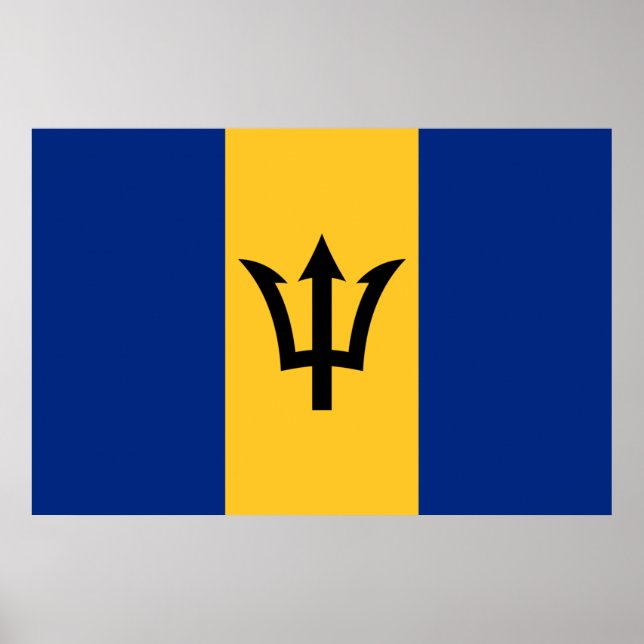 Poster Bandeira Patriótica Barbados (Frente)