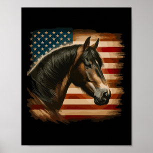 Poster Bandeira Patriótica Cavalo de Cavalo Patriótico Am