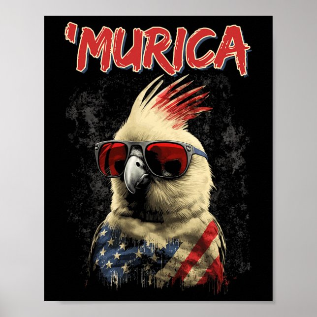 Poster Bandeira Patriótica Cockatiel Quarto De Julho (Frente)