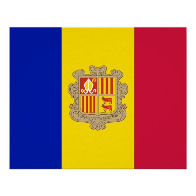 Pôster Bandeira Patriótica de Andorra (Frente)