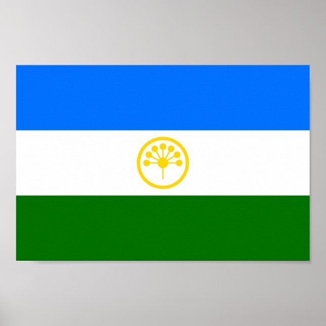 Poster Bandeira Patriótica de Bashkortostan (Frente)