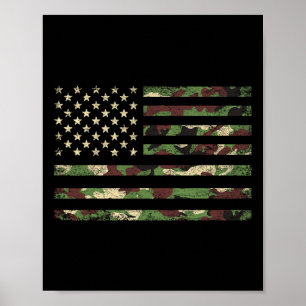 Poster Bandeira Patriótica dos EUA 4 de Julho Camo Bandei