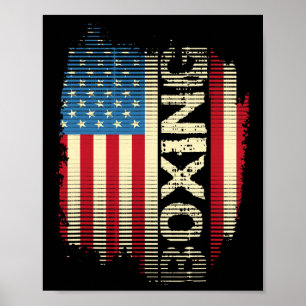 Poster Bandeira Patriótica dos EUA Boxe Kickboxing Kickbo