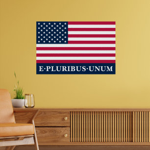 Poster Bandeira Patriótica Vermelha Branca e Azul Estrela