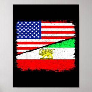 Poster Bandeira Persa Americana EUA Pérsia Raízes Herança