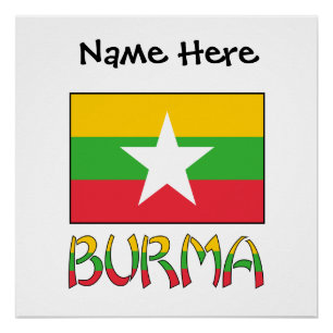 Pôster Bandeira Personalizada da Birmânia Myanmar