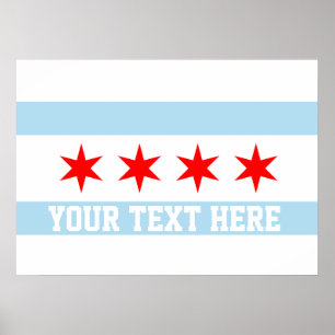 Pôster Bandeira Personalizada de Chicago