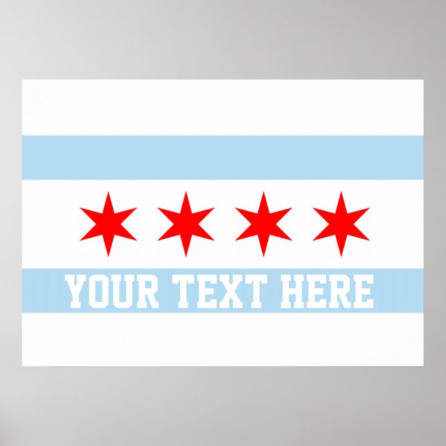 Pôster Bandeira Personalizada de Chicago (Frente)