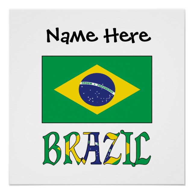 Pôster Bandeira Personalizada do Brasil (Frente)