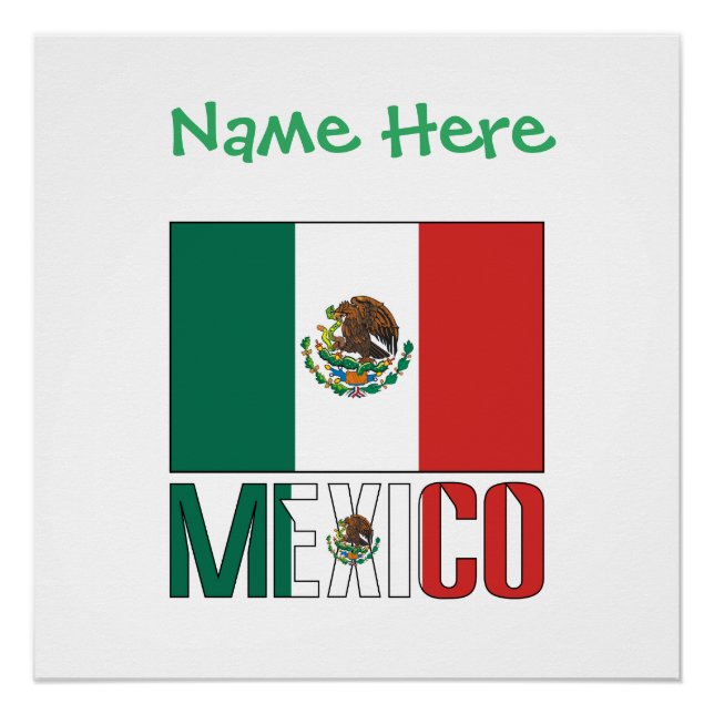 Pôster Bandeira Personalizada do México (Frente)