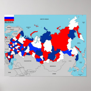 Pôster bandeira política do mapa do país de Rússia