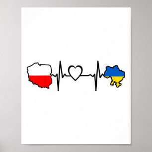 Poster Bandeira Polonesa Ucraniana - Coração de Ucrânia P