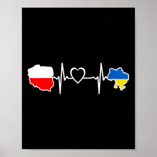 Poster Bandeira Polonesa Ucraniana - Coração de Ucrânia P