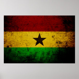 Pôster Bandeira preta de Ghana do Grunge