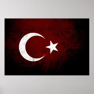 Pôster Bandeira preta de Turquia do Grunge