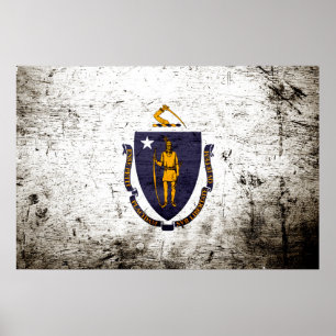 Poster Bandeira preta do estado de Massachusetts do