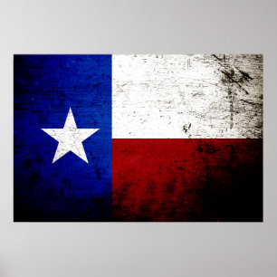 Pôster Bandeira preta do estado de Texas do Grunge