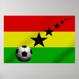 Pôster Bandeira preta do futebol das estrelas de Ghana