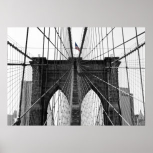 Pôster Bandeira preto e branco da ponte de Brooklyn