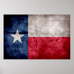 Poster Bandeira resistida do estado de Texas do vintage