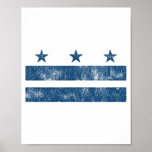 Poster Bandeira Retro Azul de Washington Dc Distrito de C