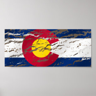 Pôster Bandeira retro do estado de Colorado do vintage