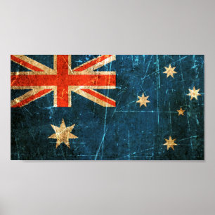 Poster Bandeira riscada e vestida do australiano do