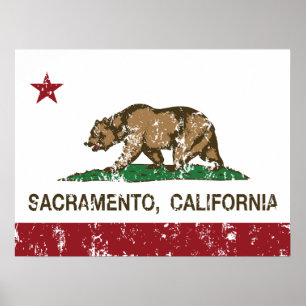 Pôster bandeira sacramento de Califórnia afligido