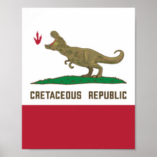 Poster Bandeira T-rex Dinossaur, República Cretácea da Ca