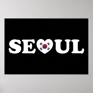Poster Bandeira Taegeukgi Coração de Amor de Seul