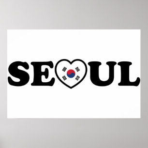 Poster Bandeira Taegeukgi Coração de Amor de Seul