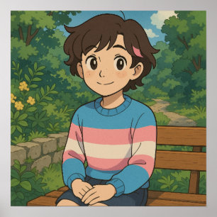 Poster Bandeira Transgênero Pessoa Anime LGBTQIA+