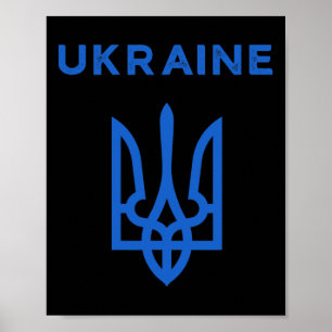 Poster Bandeira Tridente de Apoio à Ucrânia Tryzub Ucrani
