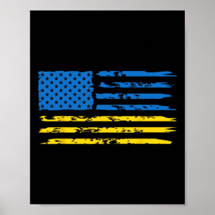 Poster Bandeira ucraniana americana América EUA Ucrânia I