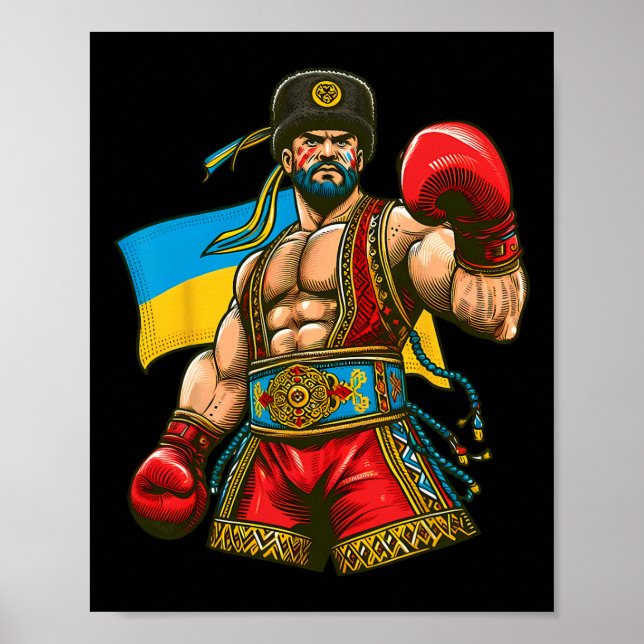 Poster Bandeira Ucraniana Boxer Ucrânia (Frente)