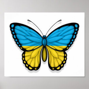 Pôster Bandeira ucraniana da borboleta