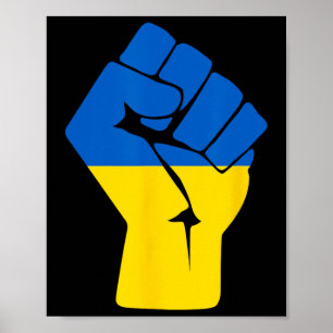 Poster Bandeira ucraniana Ucrânia Solidariedade Punho Erg