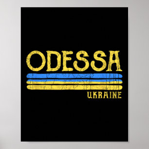 Poster Bandeira ucraniana vintage Odessa Ucrânia