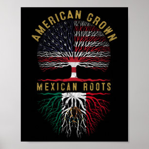 Poster Bandeira Usa Árvore Aflita Americana Crescida Raíz