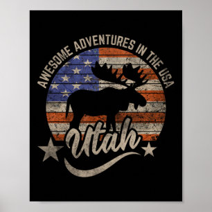 Poster Bandeira Utah EUA Salt Lake City Caminhada Acampam