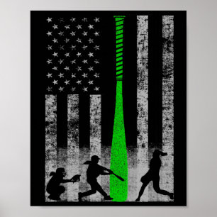 Poster Bandeira Verde de Softll Fastpitch - Jogador de So