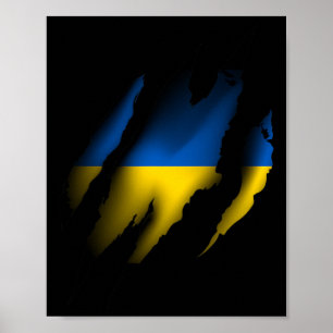 Poster Bandeira Vintage da Ucrânia Com Riscado de Tigre R