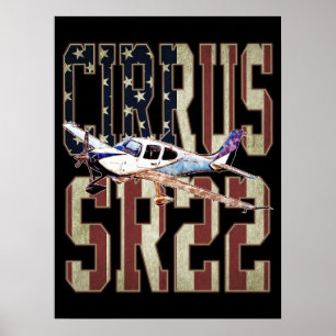 Poster Bandeira Vintage dos Estados Unidos Aeronave Cirru