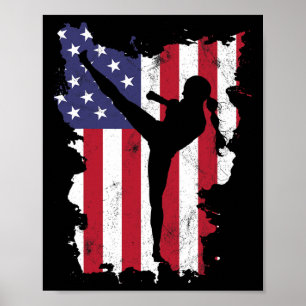 Poster Bandeira vintage dos EUA de 4 de julho de Kickboxi